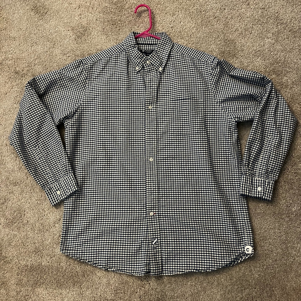 Cremieux Classics button up plaid shirt. Blue and white.